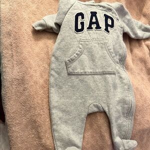 GAP Baby Light Gray Onesie with Logo